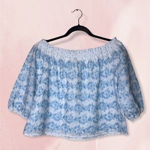 Miami Francesca's Off Shoulder Ruffle Embroidered Blouse Large